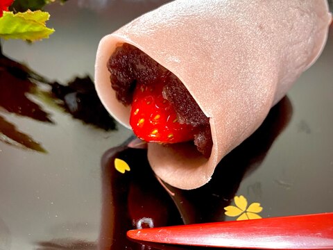 ひな祭りにホットプレートで！　関東風＊いちご桜餅＊
